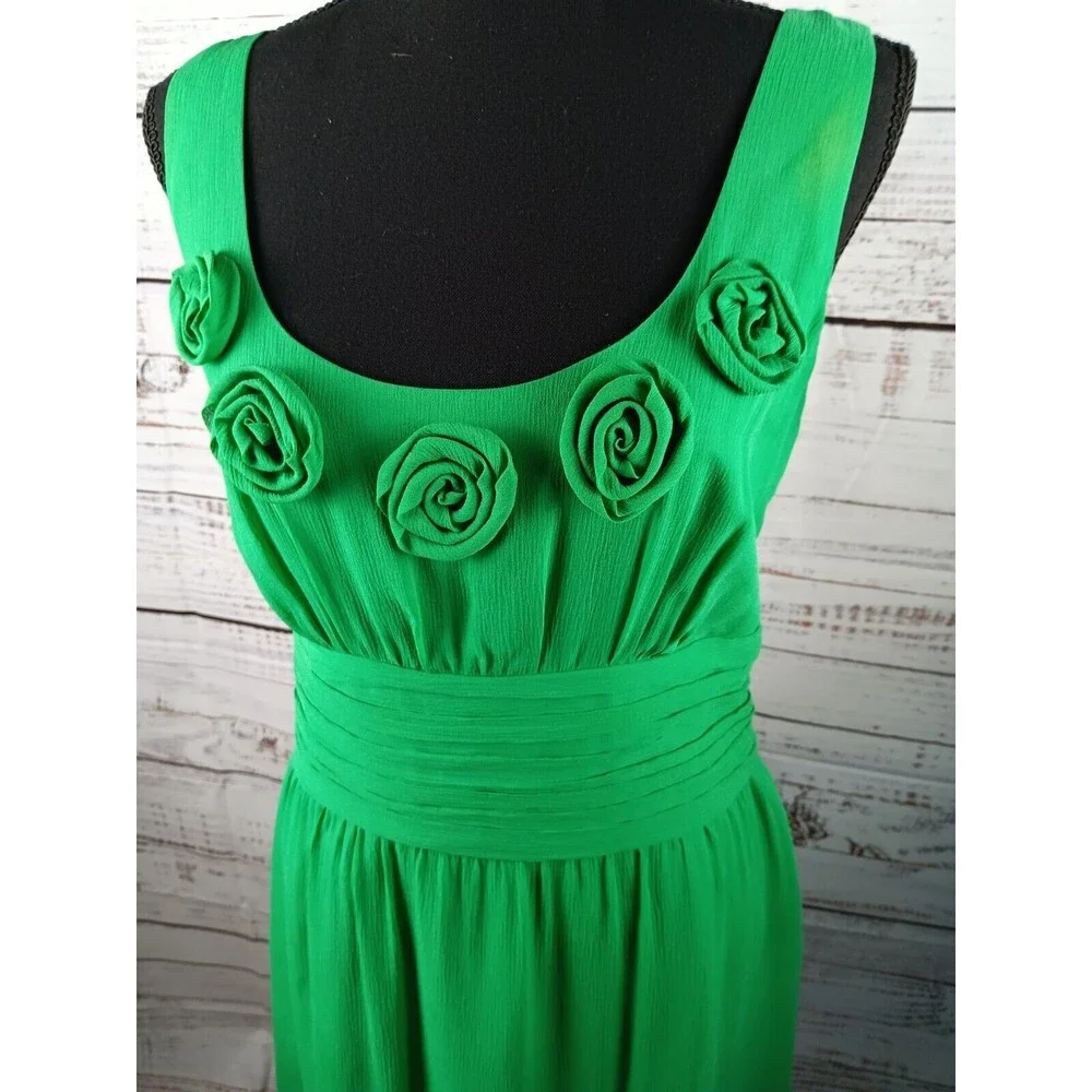 Boden Emerald Green Sleeveless Midi Dress with Rosette Trim - Picture 3 of 10